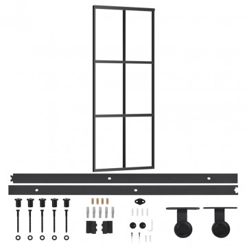 Ușă glisantă cu set feronerie, 76x205 cm, sticlă ESG/aluminiu - Img 2