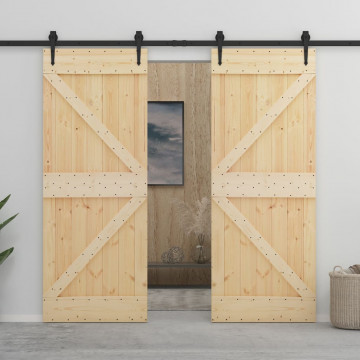 Ușă glisantă cu set feronerie, 90 x 210 cm, lemn masiv de pin - Img 1