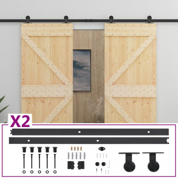 Ușă glisantă cu set feronerie, 90 x 210 cm, lemn masiv de pin - Img 2