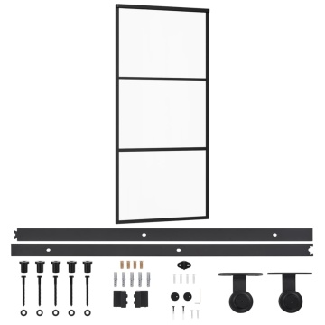 Ușă glisantă cu set feronerie, 90x205 cm, sticlă ESG/aluminiu - Img 2