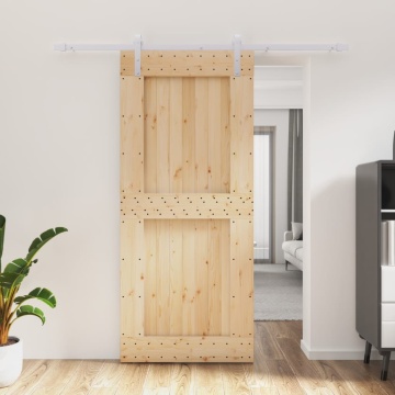 Ușă glisantă cu set feronerie, 90x210 cm, lemn masiv de pin - Img 1