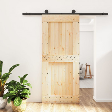Ușă glisantă cu set feronerie, 90x210 cm, lemn masiv de pin - Img 1
