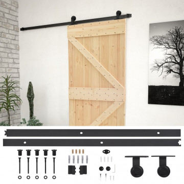 Ușă glisantă cu set feronerie, 90x210 cm, lemn masiv de pin - Img 2