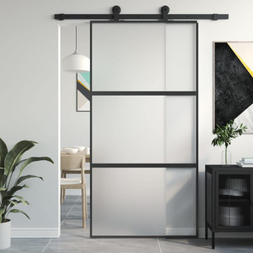 Ușă glisantă, negru, 102,5x205 cm, sticlă securizată/aluminiu - Img 1