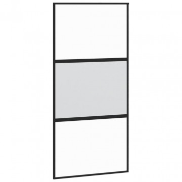 Ușă glisantă, negru, 102,5x205 cm, sticlă securizată/aluminiu - Img 2