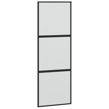 Ușă glisantă, negru, 76x205 cm, sticlă securizată și aluminiu - Img 2