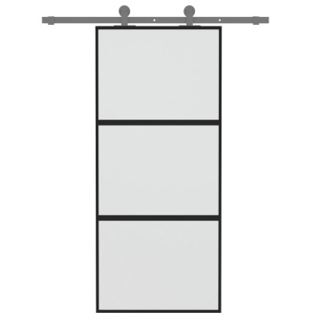 Ușă glisantă, negru, 90x205 cm, sticlă securizată și aluminiu - Img 3
