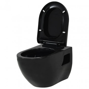 Vas de toaletă suspendat cu rezervor încastrat, negru, ceramică - Img 4