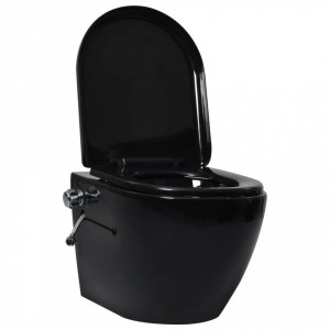 Vas WC suspendat fără ramă cu funcție de bideu, negru, ceramică - Img 2