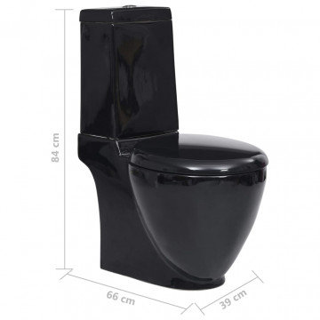 Vas WC toaletă baie, negru, ceramică, rotund, flux inferior - Img 7