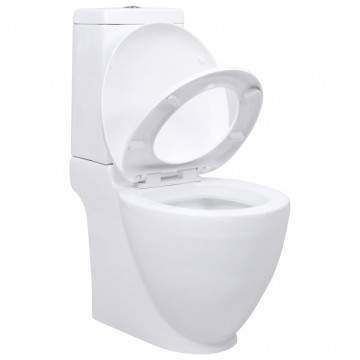 Vas WC toaletă de baie, alb, ceramică, rotund, flux inferior - Img 4
