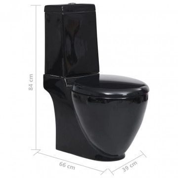 Vas WC toaletă de baie, negru, ceramică, rotund, flux inferior - Img 6