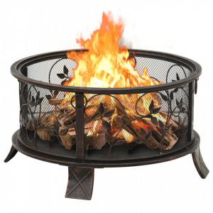 Vatră de foc rustică, cu vătrai, 67,5 cm, oțel, XXL - Img 4