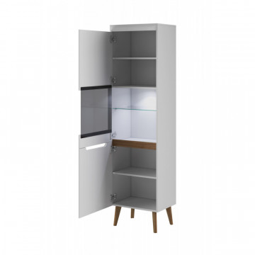 Vitrina Scandi SC07 alb - alb lucios - stejar Riviera 53 cm 2D - Img 2