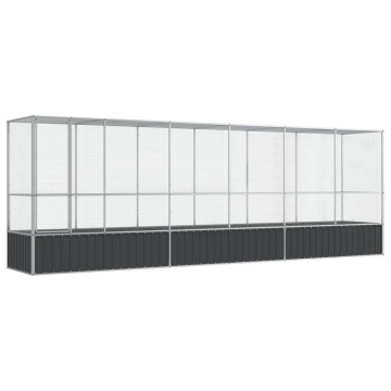 Voliera de păsări cu extensie, argintiu, 626,5x107x212 cm, oțel - Img 2