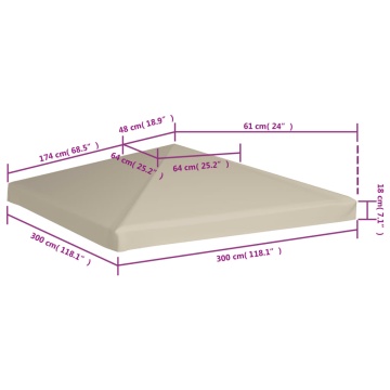 Acoperiș de pavilion, bej, 3 x 3 m, 310 g/m² - Img 5