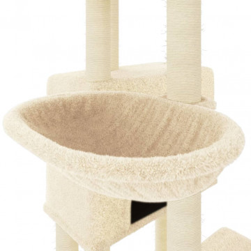 Ansamblu de pisici cu stâlpi din funie de sisal, crem, 122 cm - Img 6