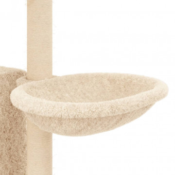 Ansamblu de pisici cu stâlpi din funie de sisal, crem, 131 cm - Img 6