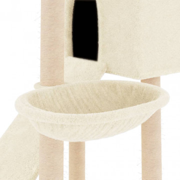 Ansamblu de pisici cu stâlpi din funie de sisal, crem, 153 cm - Img 6