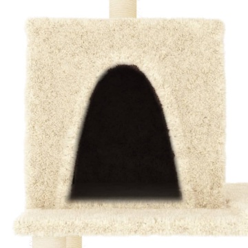 Ansamblu de pisici cu stâlpi din funie de sisal, crem, 167 cm - Img 6