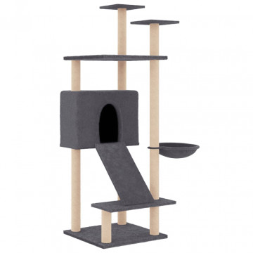 Ansamblu de pisici, stâlpi din funie sisal, gri închis, 153 cm - Img 2