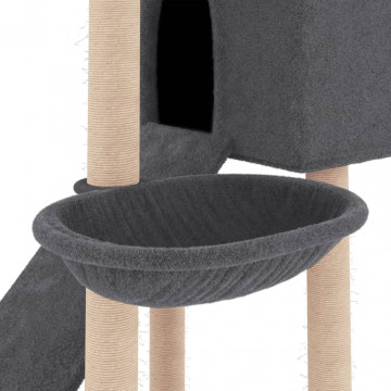 Ansamblu de pisici, stâlpi din funie sisal, gri închis, 153 cm - Img 6