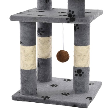 Ansamblu pisici cu funie de sisal, 65 cm, imprimeu lăbuțe, gri - Img 6