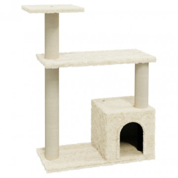 Ansamblu pisici cu stâlpi din funie de sisal, crem, 70 cm - Img 2