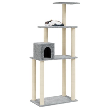Ansamblu pisici cu stâlpi din funie de sisal gri deschis 147 cm - Img 3