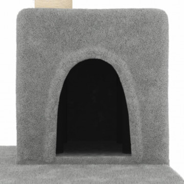 Ansamblu pisici cu stâlpi din funie sisal, gri deschis, 123 cm - Img 5