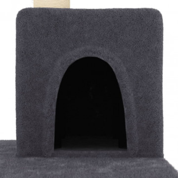 Ansamblu pisici cu stâlpi din funie sisal, gri închis, 123 cm - Img 5