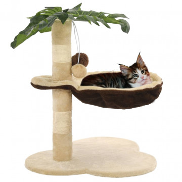 Ansamblu pisici cu stâlpi funie sisal, 50 cm, bej și maro - Img 1