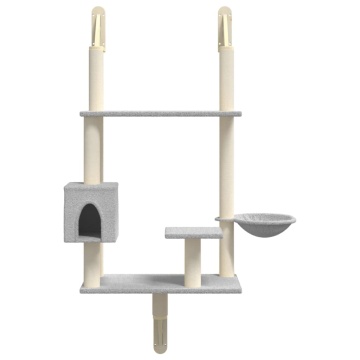Ansamblu pisici perete cu stâlp zgâriere, gri deschis, 153 cm - Img 4