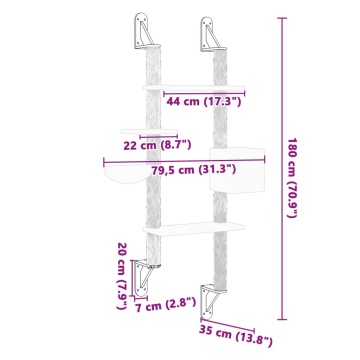 Ansamblu pisici perete cu stâlp zgâriere, gri deschis, 180 cm - Img 6