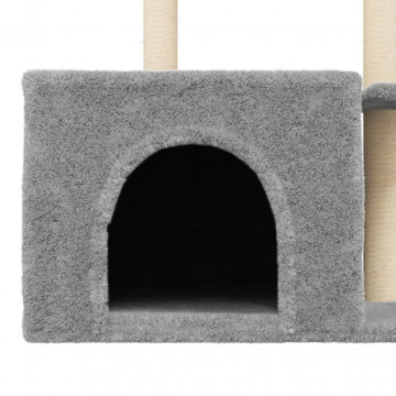 Ansamblu pisici, stâlpi din funie sisal, gri deschis, 110 cm - Img 6