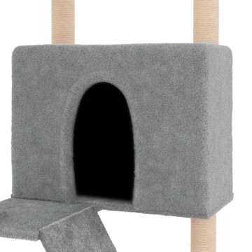 Ansamblu pisici, stâlpi din funie sisal, gri deschis, 143 cm - Img 5