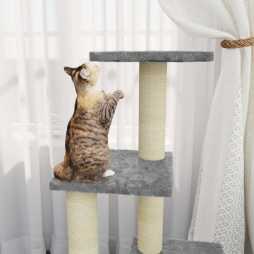 Ansamblu pisici, stâlpi din funie sisal, gri deschis, 92 cm - Img 3
