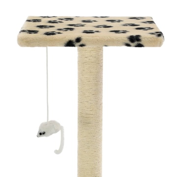 Ansamblu pisici, stâlpi funie sisal, 95 cm imprimeu lăbuțe, bej - Img 5