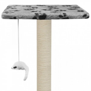 Ansamblu pisici, stâlpi funie sisal, 95 cm imprimeu lăbuțe Gri - Img 6