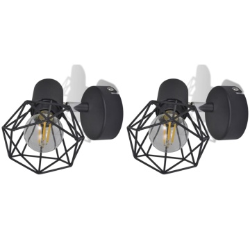 Aplice perete cadru sârmă, stil industrial, negru, bec cu filament LED - Img 4