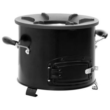 Aragaz cu lemne pentru camping, negru, 36x26x22,5 cm, metal - Img 2