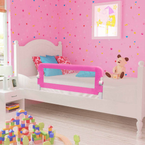 Balustradă de pat protecție copii, 2 buc., roz, 102 x 42 cm - Img 1