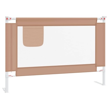 Balustradă de protecție pat copii, gri taupe, 100x25 cm, textil - Img 2