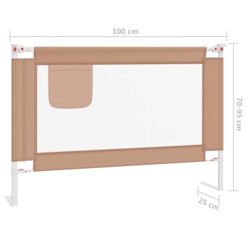 Balustradă de protecție pat copii, gri taupe, 100x25 cm, textil - Img 7
