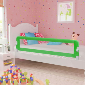 Balustradă de protecție pat copii, verde, 180x42 cm, poliester - Img 1