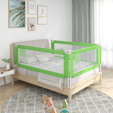 Balustradă de protecție pat copii, verde, 190x25 cm, textil - Img 1