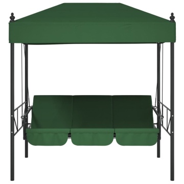 Bancă balansoar de grădină cu copertină, verde, oțel - Img 8