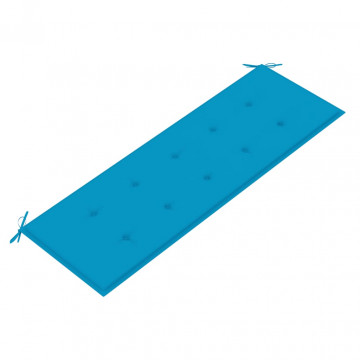 Bancă Batavia cu pernă albastră, 150 cm, lemn masiv de tec - Img 8