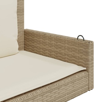 Bancă de balansoar cu perne, bej, 119x56x48 cm, poliratan - Img 6