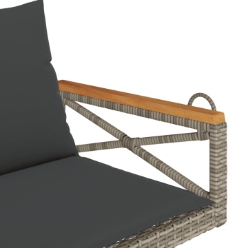 Bancă de balansoar cu perne, gri, 109x62x40 cm, poliratan - Img 6